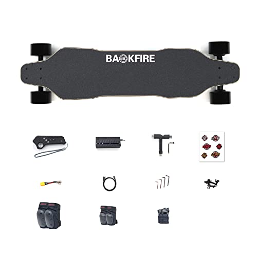 Backfire G2 Black Electric Longboard Skateboard with Protective Gear, Suitable for Adults & Teens Beginners, 5.2Ah/187Wh Battery, 11 to 12.5 Miles Range, 180 Days Warranty