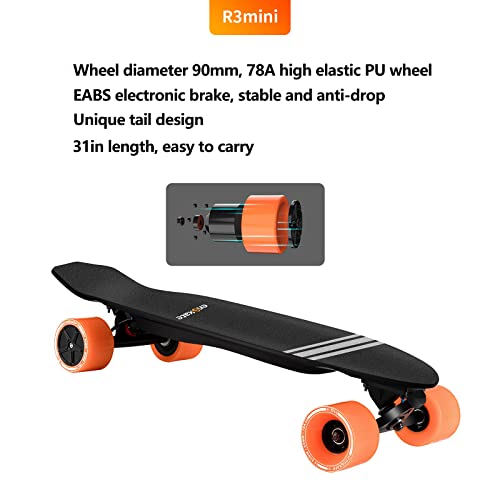 enSkate Electric Skateboard with Remote Control R3MINI,900 W Dual Motors, 9-Layer Canadian Maple Board,3 Speed Adjustment shortboard E-Skateboard (R3MINI)
