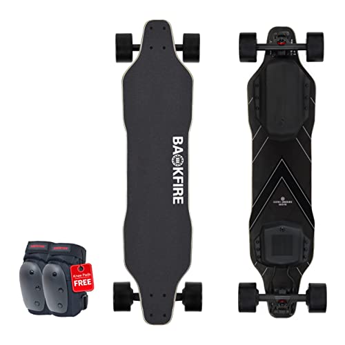 Backfire G2 Black Electric Longboard Skateboard with Protective Gear, Suitable for Adults & Teens Beginners, 5.2Ah/187Wh Battery, 11 to 12.5 Miles Range, 180 Days Warranty