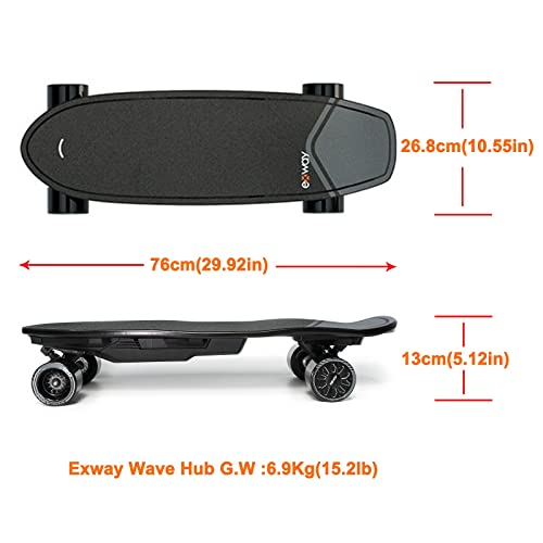 EXWAY Wave Hub Electric Skateboard with Remote, Top Speed of 23 Mph, Quick-Swap Battery, 440 LBS Max Load, IP55 Waterproof, Cruiser for Adults & Teens