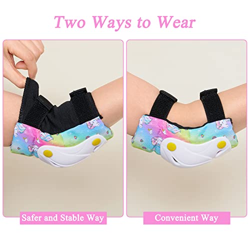 FIODAY Knee Pads for Kids Unicorn Knee Elbow Pads Wrist Guards with Drawstring Bag Adjustable Protective Gear Set for Girls Boys Inline Skating Bike Cycling Skateboard Scooter, 3-8 Years, Rainbow