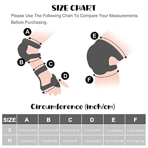 Iyoyo Knee Pads for Kids, Protective Gear Set for 6-13 Years Old Girls Boys Youth (Medium, Black)