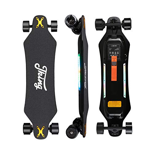 JKING Electric Skateboard Electric Longboard with Remote Control Electric Skateboard,900W Hub-Motor,26 MPH Top Speed,21.8 Miles Range,3 Speed Adjustment,Max Load 330 Lbs,12 Months Warranty