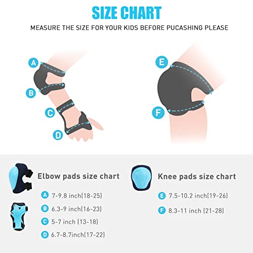 Knee Pads Elbow Pads Ages 3-6 Toddler & 5-8 Kids, 6 in 1 Protective Gear Safety Set with Wrist Guard for Cycling Skateboard Roller Skating Scooter Bike Ski Sports Boys Girls