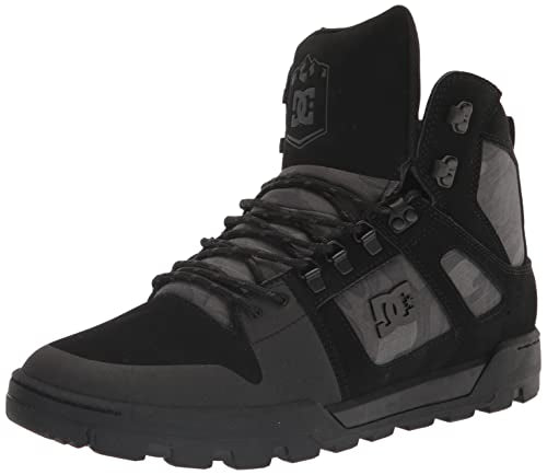 DC Men's Pure High-Top Water Resistant Boot Skate Shoe Snow, Black/Grey, 9