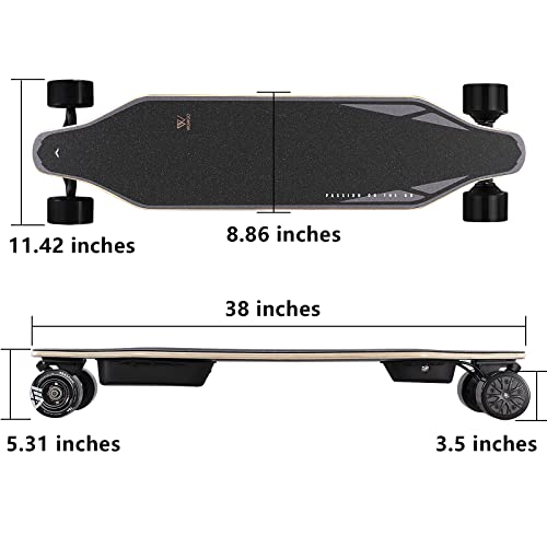 WOWGO Electric Skateboard with Top Speed 29MPH Dual 550W Motors E Longboard for Beginners Adults Commute Trip, 90mm Wheels Skateboards with 14.3 Miles Long Range Max Load 330 LBS-2S MAX