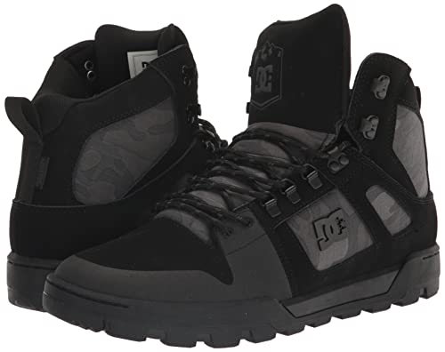 DC Men's Pure High-Top Water Resistant Boot Skate Shoe Snow, Black/Grey, 9