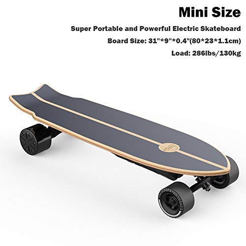 Teamgee H20mini Electric Skateboard with Remote Control Hub Motors 900W Range 18 Miles 22mph Top Speed 4 Speed Adjustment Load up to 286 Lbs 7 Ply Maple Longboard (Black)