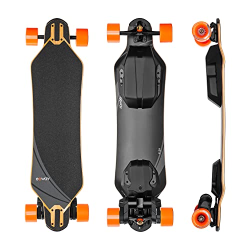 Exway Flex SE Belt Longboard Electric Skateboard with Remote, Top Speed of 28 Mph, 28miles Range, Elastic Composite Deck, IP55 Waterproof, Electric Longboard for Adults & Teens
