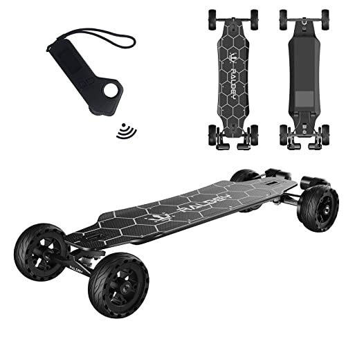 RALDEY V2 Carbon Fiber Off-Road Skateboard Electric Skateboard All Terrain Longboards with Remote 28MPH Top Speed 3000W Dual Belt Motor 19 Miles Range Suitable for Adults Teens