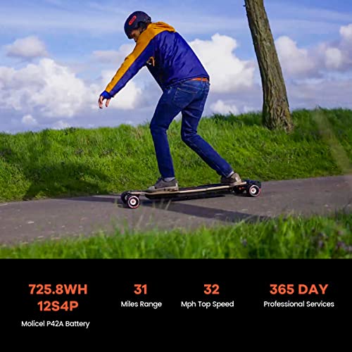 MEEPO Hurricane Bamboo Pro Off-Road All Terrain Electric Skateboard, Ultra-Long 31 Miles Range Mountain Board, Highest 32 MPH Top Speed, 365 Days Warranty, Professional for Adult