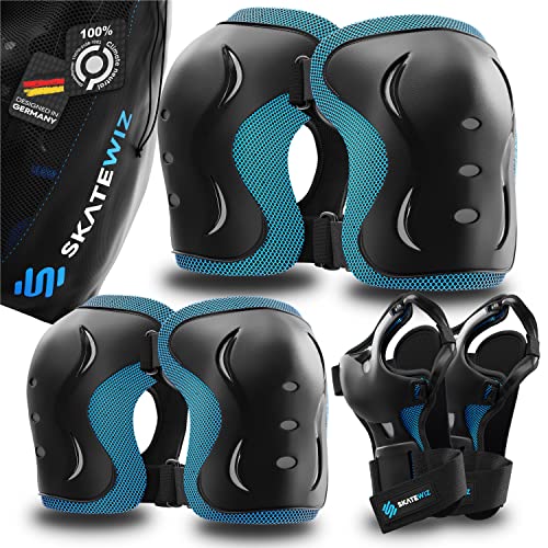 SKATEWIZ Knee Pads for Kids - Impact Size XS in Blue - Kids Knee Pads and Elbow Pads Set - Kids Knee Pads Skating Skate Pads - Skateboard Accessories and Elbow Pads for Kids 5-8