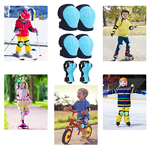Knee Pads Elbow Pads Ages 3-6 Toddler & 5-8 Kids, 6 in 1 Protective Gear Safety Set with Wrist Guard for Cycling Skateboard Roller Skating Scooter Bike Ski Sports Boys Girls