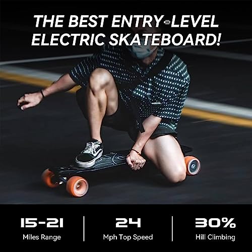 maxfind Electric Skateboards for Adults Motorized Board Offroad E Skateboard with Remote 24 MPH Top Speed, 21 Miles Range, 38 Inch