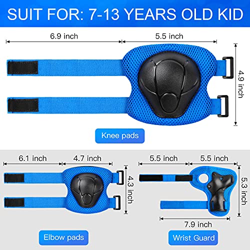 Wemfg Kids Protective Gear Set Knee Pads for Kids 3-8 Years Toddler Knee and Elbow Pads with Wrist Guards 3 in 1 for Skating Cycling Bike Rollerblading Scooter(Blue)