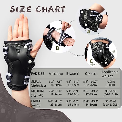 Knee Pads for Kids Wrist Guards Knee and Elbow Pads with Gift Box for Girls Boys, 7 in 1 Protective Gear Set in Skateboarding Biking Roller Skating Cycling