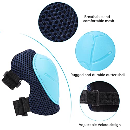 Knee Pads Elbow Pads Ages 3-6 Toddler & 5-8 Kids, 6 in 1 Protective Gear Safety Set with Wrist Guard for Cycling Skateboard Roller Skating Scooter Bike Ski Sports Boys Girls