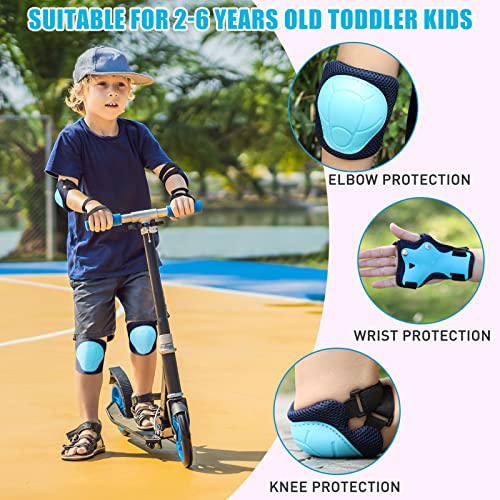 Knee Pads Elbow Pads Ages 3-6 Toddler & 5-8 Kids, 6 in 1 Protective Gear Safety Set with Wrist Guard for Cycling Skateboard Roller Skating Scooter Bike Ski Sports Boys Girls