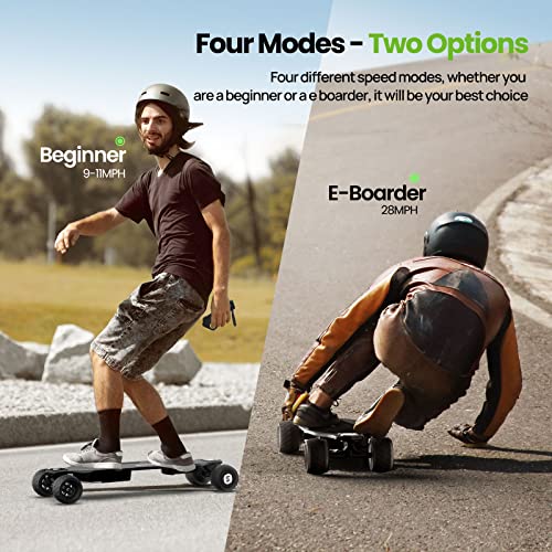 isinwheel V8 Electric Skateboard with Remote, 1200W Brushless Motor, 30 Mph Top Speed & 12 Miles Range, IP54 Waterproof, Electric Longboard for Adults &Teens with Green Ambient Light
