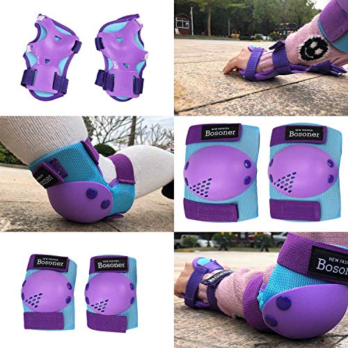 BOSONER Kids/Youth Knee Pad Elbow Pads for Roller Skates Cycling BMX Bike Skateboard Inline Rollerblading, Skating Skatings Scooter Riding Sports