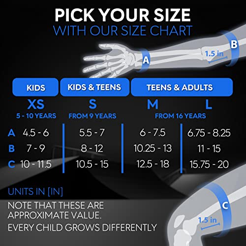 SKATEWIZ Knee Pads for Kids - Impact Size XS in Blue - Kids Knee Pads and Elbow Pads Set - Kids Knee Pads Skating Skate Pads - Skateboard Accessories and Elbow Pads for Kids 5-8