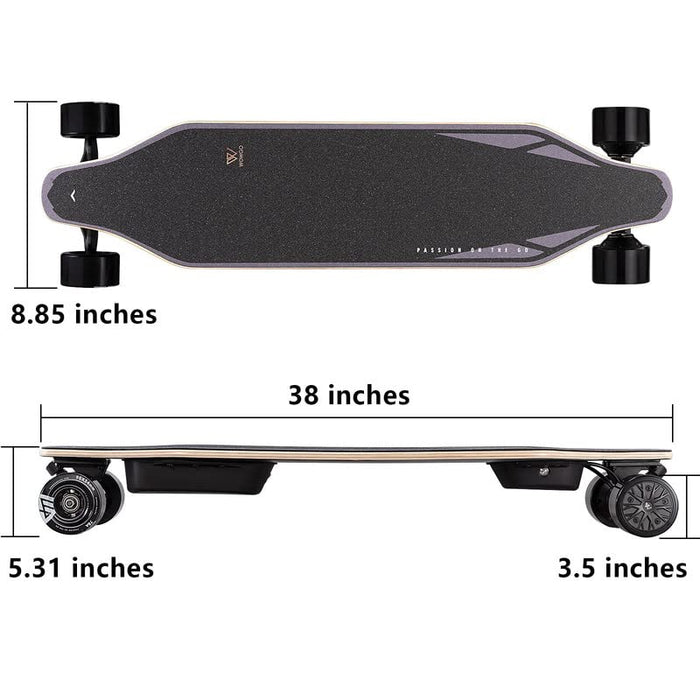 WOWGO Electric Skateboard 29MPH Top Speed Longboard with Dual 550W Motors for Adults Teens, Long Range 14.3 Miles Fast E Skateboards with Safe M Helmets