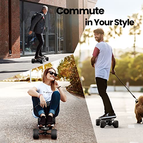 isinwheel V8 Electric Skateboard with Remote, 1200W Brushless Motor, 30 Mph Top Speed & 12 Miles Range, IP54 Waterproof, Electric Longboard for Adults &Teens with Green Ambient Light