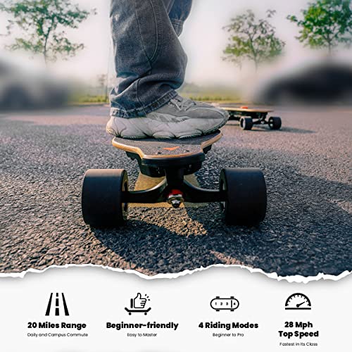 MEEPO V5 ER Electric Skateboard with Remote, Top Speed of 29 Mph, Smooth Braking, Easy Carry Handle Design, Suitable for Adults & Teens Beginners
