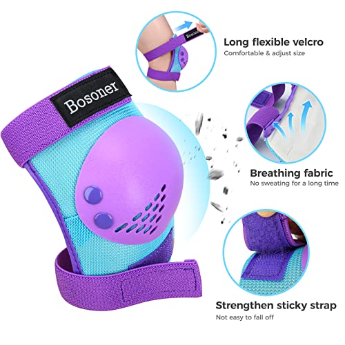 BOSONER Kids/Youth Knee Pad Elbow Pads for Roller Skates Cycling BMX Bike Skateboard Inline Rollerblading, Skating Skatings Scooter Riding Sports