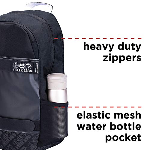 187 Killer Pads Standard Issue Backpack with Skateboard Straps, Black