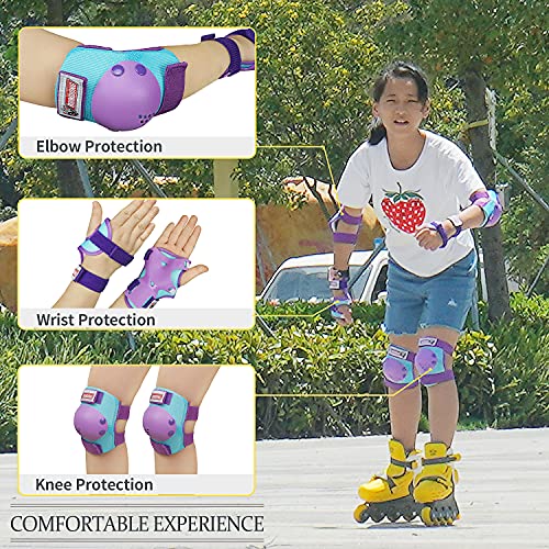 SOHOUR HOME Kids/Youth Knee Pads Elbow Pads Wrist Guards Protective Gear Set for Kids Roller Skates, Inline Skating, Cycling, BMX Bike, Skateboard, Scooter Riding, and Outdoor Extreme Multi-Sports