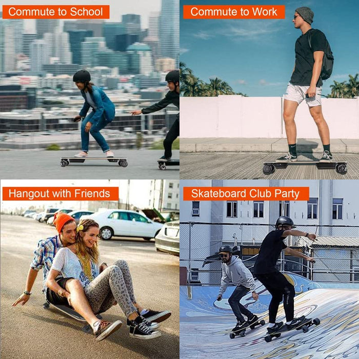 WOWGO Electric Skateboard 29MPH Top Speed Longboard with Dual 550W Motors for Adults Teens, Long Range 14.3 Miles Fast E Skateboards with Safe M Helmets