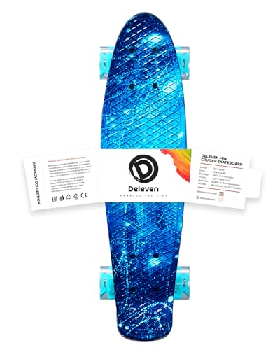 Deleven 22" Skateboard with Bright LED Wheels, Skate Tool, ABEC 7 Bearings - for Kids Beginners Adults