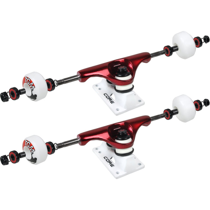 Core Skateboard Package 5.0" Trucks 52mm with White Wheels + Components (Metallic Red Hanger/White Base)