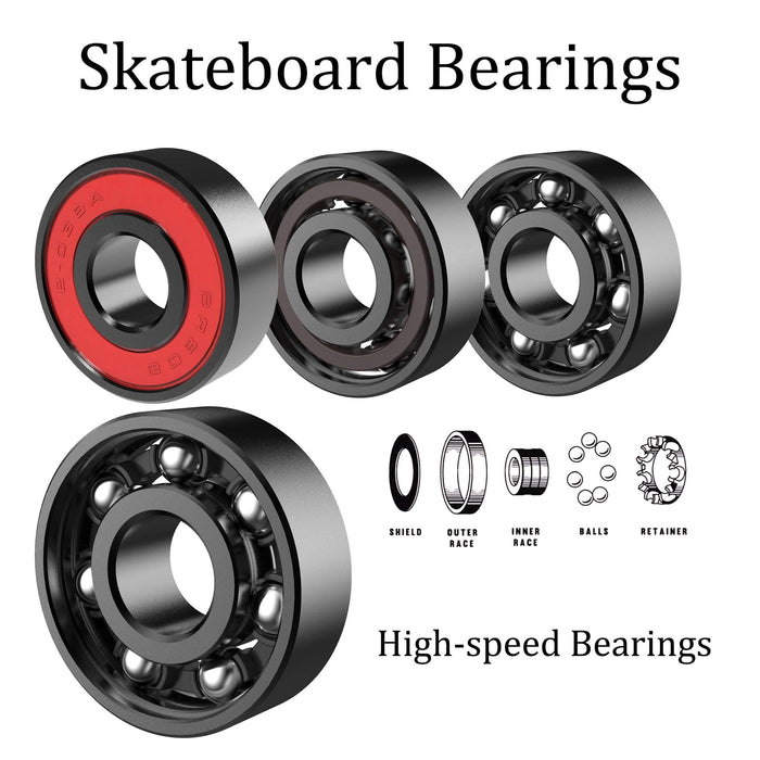 AXDT Skateboard Wheels Set,Include Skateboard Trucks, Skateboard Wheels 52mm, Skateboard Bearings, Skateboard Pads, Skateboard Hardware 1" (Black Truck & Black Wheel)