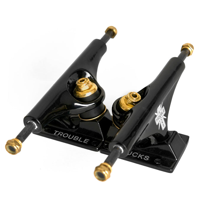 Trouble Trucks Skateboard Truck Hollow Light - 139mm Hanger 8.25” Axle - Black/Black - Set of 2 (T16)