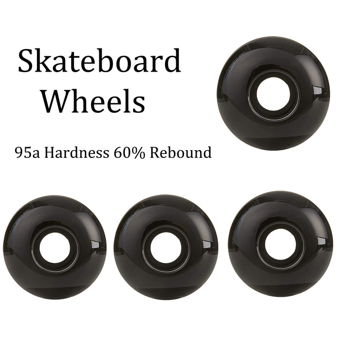 AXDT Skateboard Wheels Set,Include Skateboard Trucks, Skateboard Wheels 52mm, Skateboard Bearings, Skateboard Pads, Skateboard Hardware 1" (Black Truck & Black Wheel)