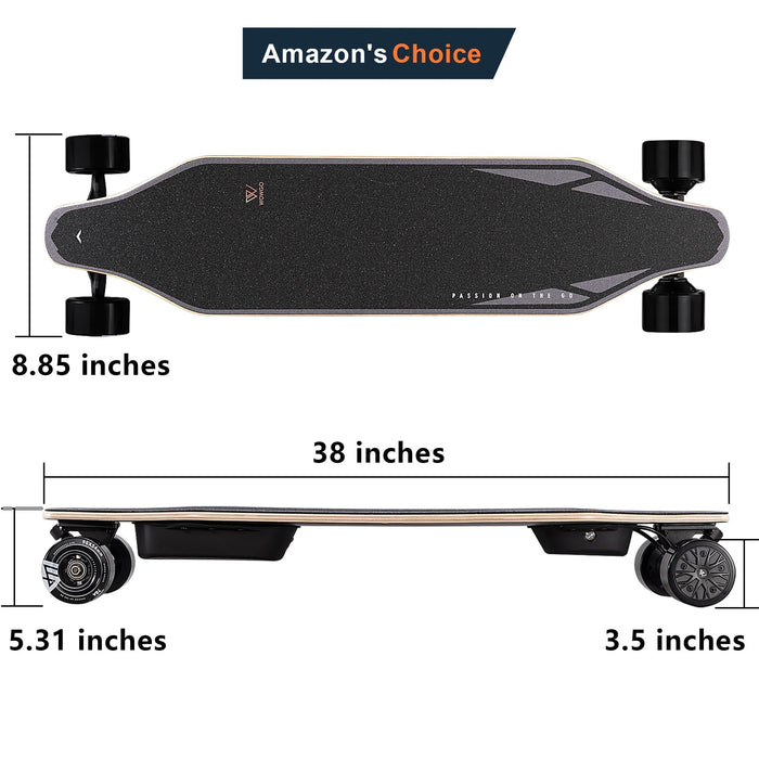 WOWGO Electric Skateboard with 12S2P 216Wh Battery Dual 550W Motors, E Longboard for Beginners Adults Max Load 330 LBS, 90mm Wheels Skateboards with 14.3 Miles Range -2S MAX