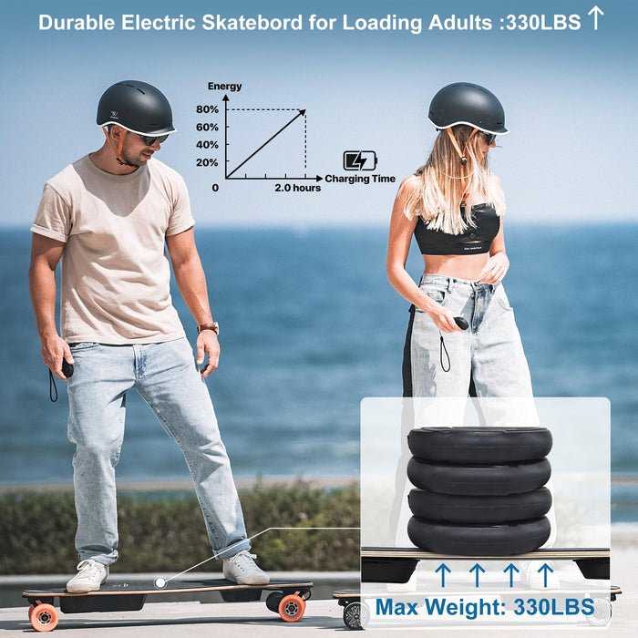 WOWGO Electric Skateboard with 12S2P 216Wh Battery Dual 550W Motors, E Longboard for Beginners Adults Max Load 330 LBS, 90mm Wheels Skateboards with 14.3 Miles Range -2S MAX