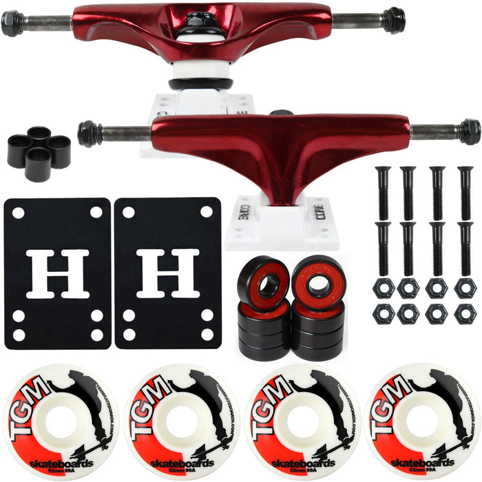 Core Skateboard Package 5.0" Trucks 52mm with White Wheels + Components (Metallic Red Hanger/White Base)