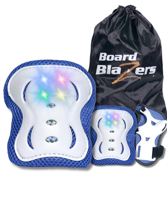 LED Light Up Knee & Elbow Pads Set – Glow in the Dark Skate Pads for Kids