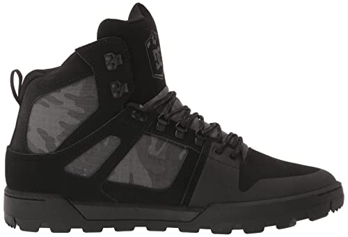 DC Men's Pure High-Top Water Resistant Boot Skate Shoe Snow, Black/Grey, 9