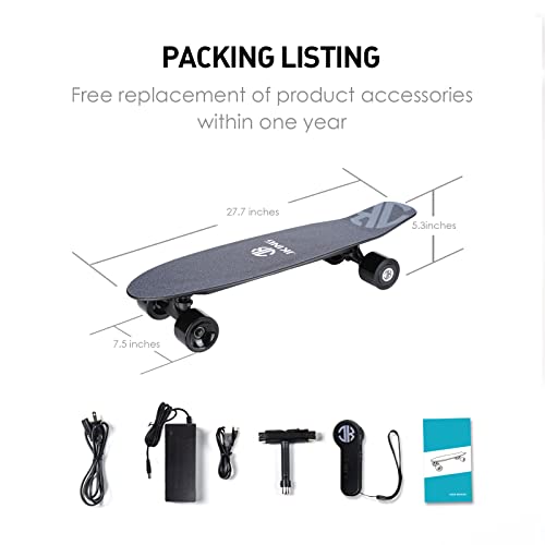 Electric Skateboard Electric Longboard with Remote Control Electric Skateboard,350W Hub-Motor,12.4 MPH Top Speed,5.2 Miles Range,3 Speeds Adjustment,12 Months Warranty