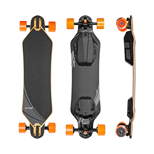 Exway Flex Hub Electric Skateboard with Remote, Top Speed of 25 Mph, 17miles Range, Flexible Tri-Laminate Deck, IP55 Waterproof, Electric Longboard for Adults & Teens