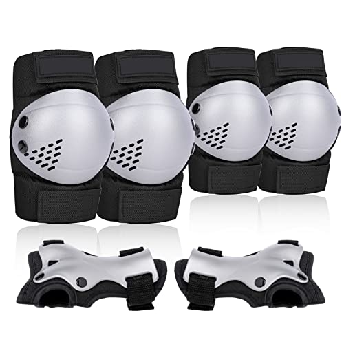 Iyoyo Knee Pads for Kids, Protective Gear Set for 6-13 Years Old Girls Boys Youth (Medium, Black)