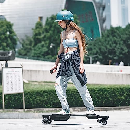Exway Flex Pro Belt Electric Skateboard Longboard with Remote, Top Speed of 31 Mph, 25miles Range, Elastic Composite Deck, IP55 Waterproof, Electric Longboard for Adults & Youths