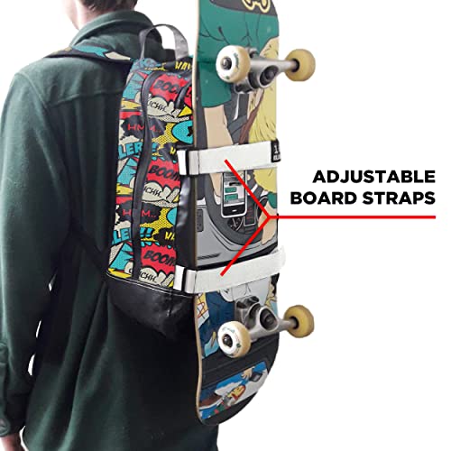 187 KILLER PADS Standard Issue Backpack with Skateboard Straps, Comic