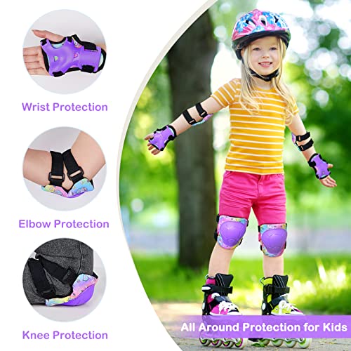 Kids 7 in 1 Helmet and Pads Set Adjustable Kids Knee Pads Elbow