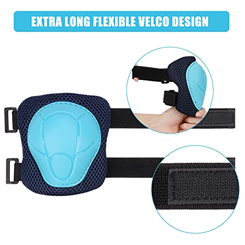 Knee Pads Elbow Pads Ages 3-6 Toddler & 5-8 Kids, 6 in 1 Protective Gear Safety Set with Wrist Guard for Cycling Skateboard Roller Skating Scooter Bike Ski Sports Boys Girls