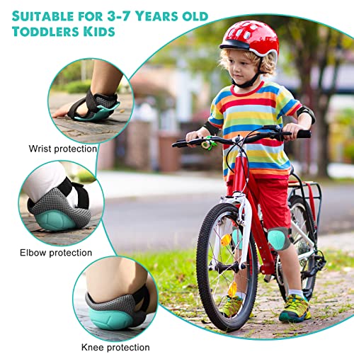GIEMIT Kids Knee Pads Elbow Pads Ages 3-7 Toddler Boys Girls Kids, 6 in 1 Protective Gear Safety Set with Wrist Guard for Skating Cycling Scooter Bike Ski Skateboard Riding Sports